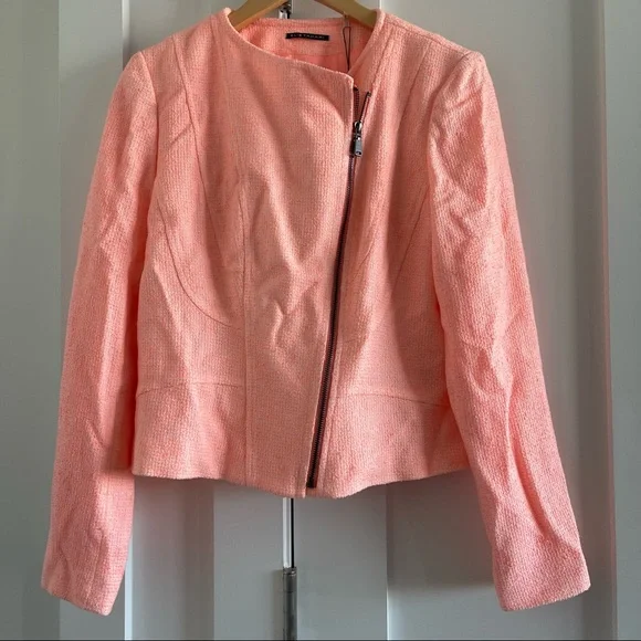 Tweed soft peach zip front jacket - Picture 5 of 9